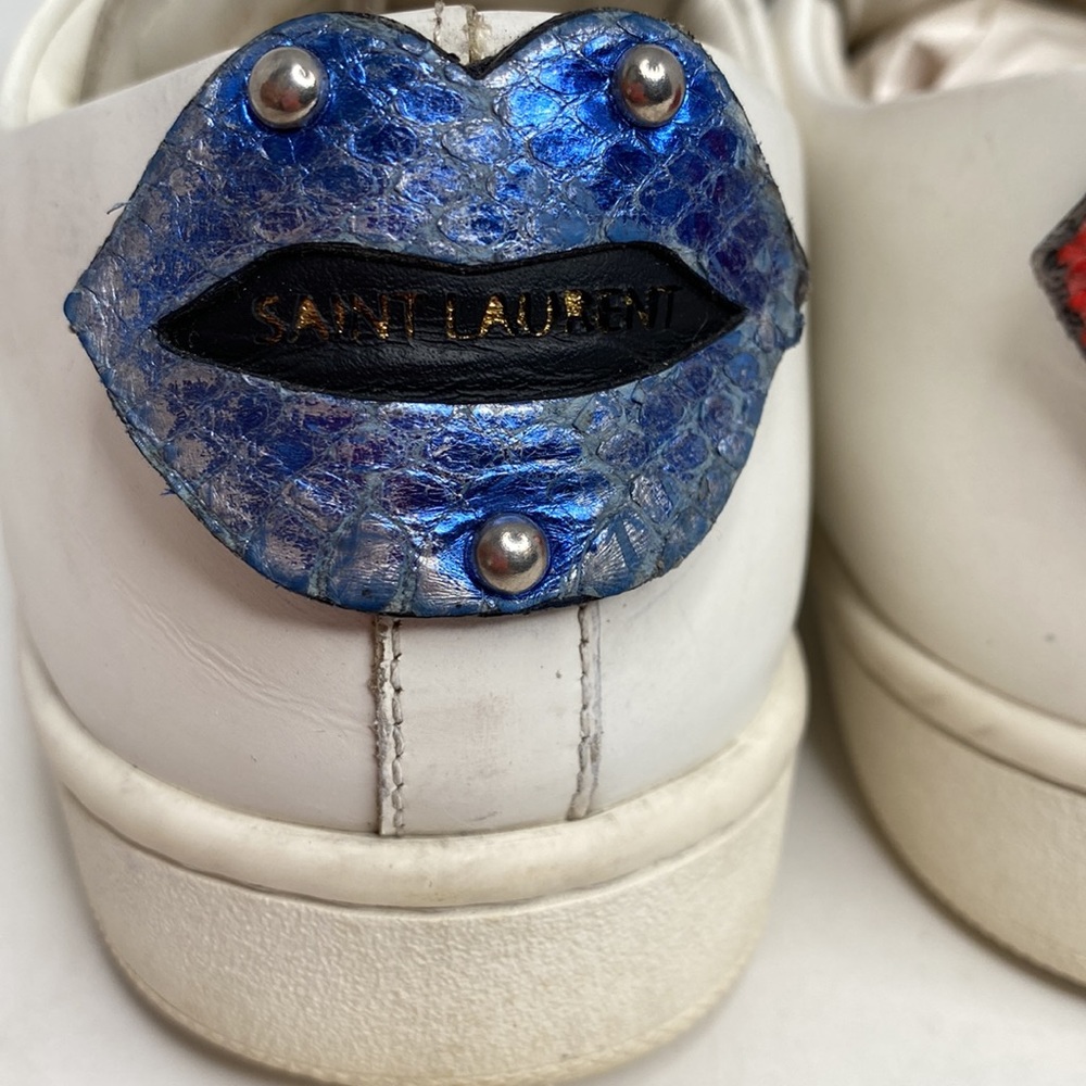 Authentic SAINT LAURENT white leather LIPS CLASSIC COURT Sneakers size 36 - Picture 11 of 12